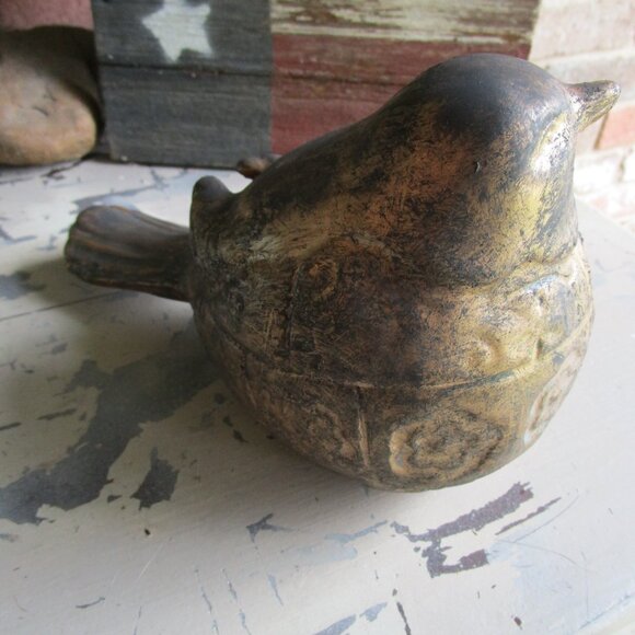 Vignette Decor Primitive Distressed Ceramic Bird Cottage Dark Moody - Picture 2 of 4